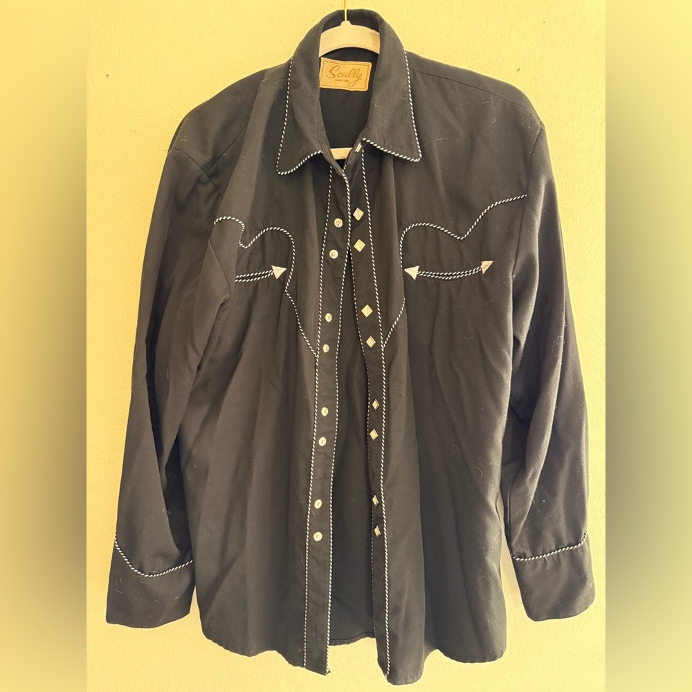 Vintage Black Western Pearl Snap
